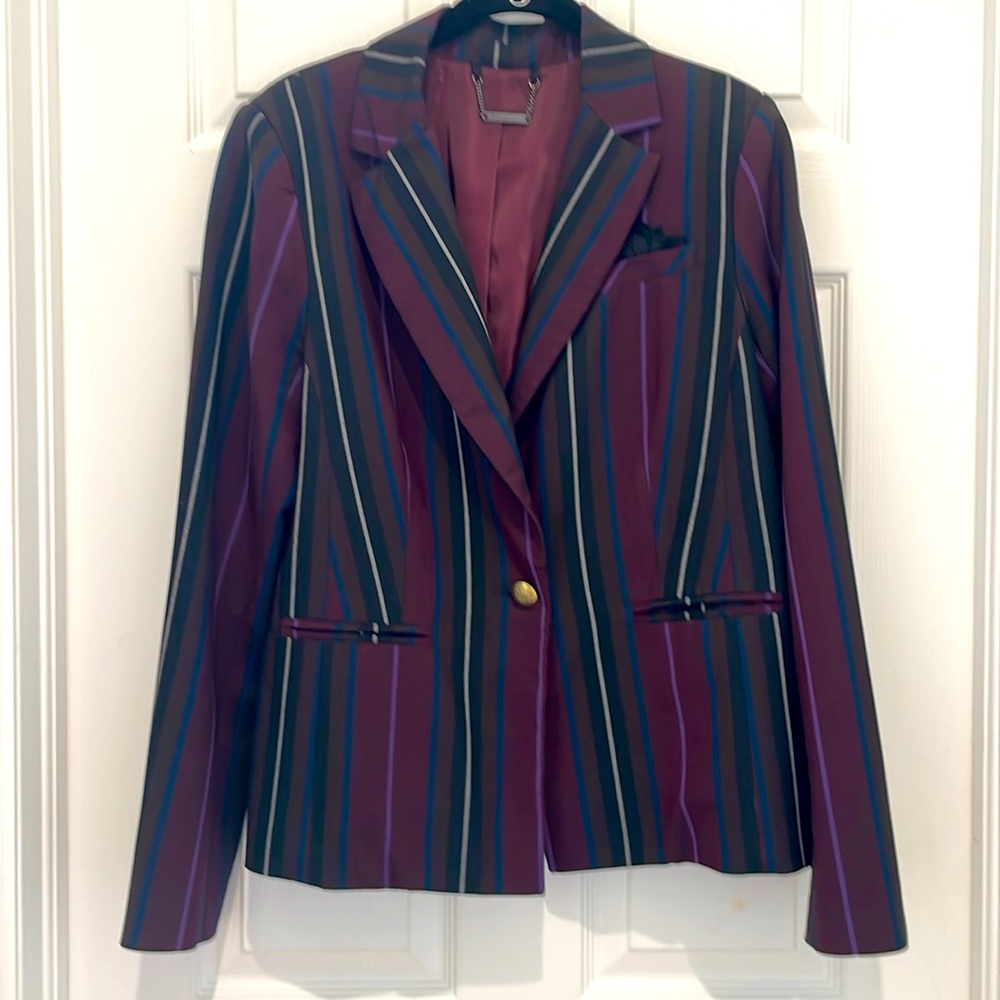 Trina Turk Purple Striped Blazer with Teal & Black Accents